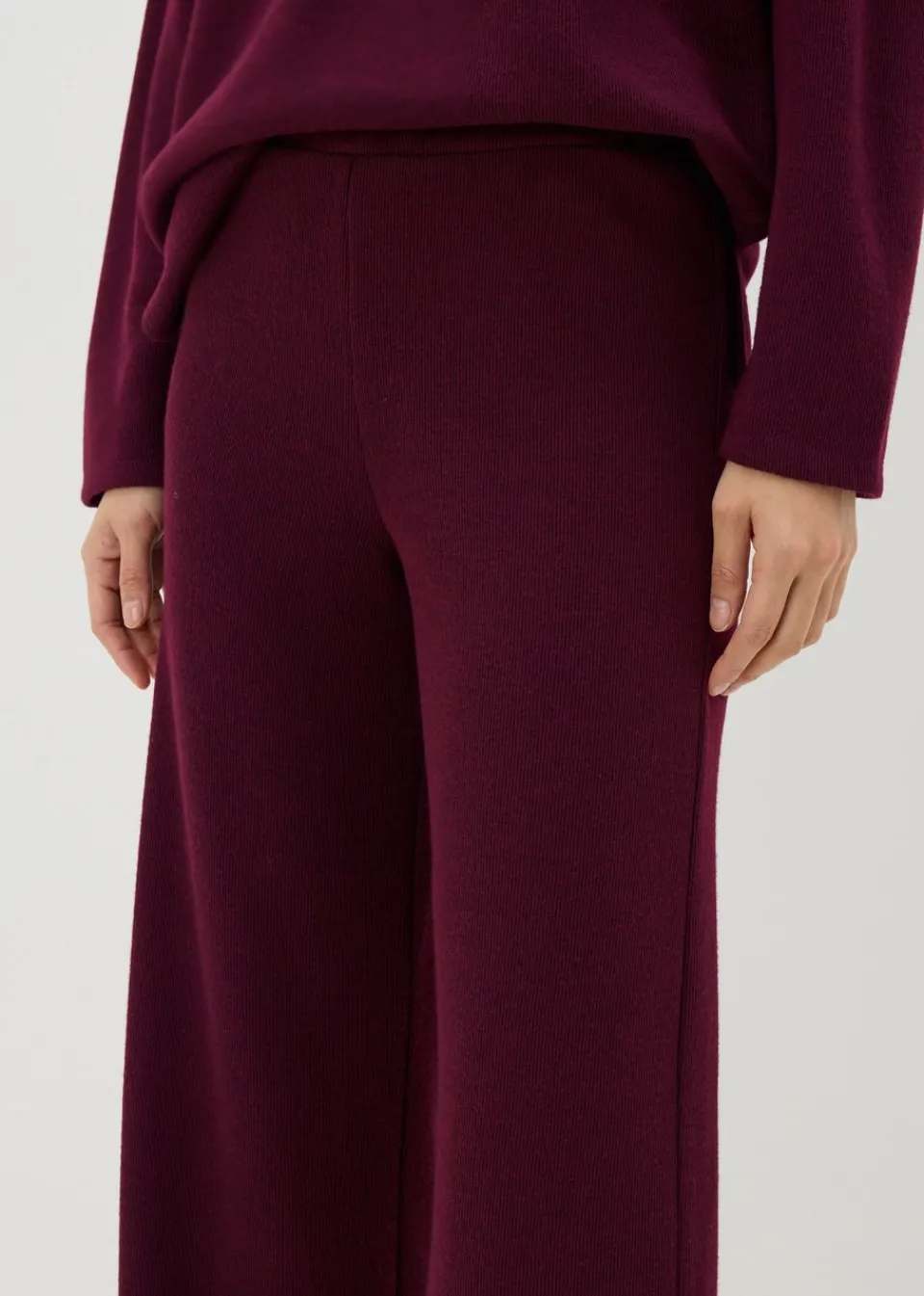 Trousers>Papaya Burgundy Soft Touch Wide Leg Trousers