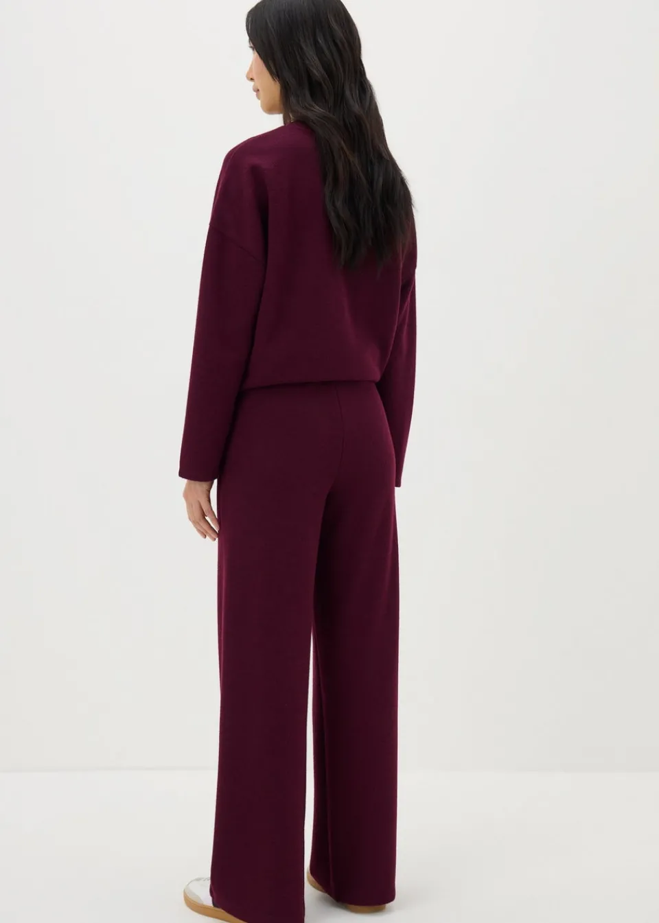 Trousers>Papaya Burgundy Soft Touch Wide Leg Trousers
