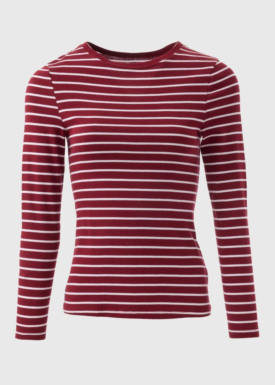 T-Shirts>Papaya Burgundy Stripe Fitted T-Shirt