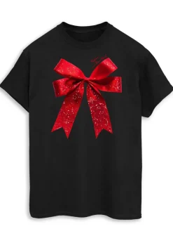 T-Shirts>Brands In Christmas Bow Black Boyfriend Fit T-Shirt