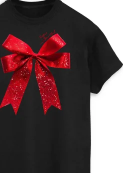 T-Shirts>Brands In Christmas Bow Black Boyfriend Fit T-Shirt