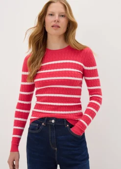 Tops>Papaya Coral Baby Cable Stripe Jumper