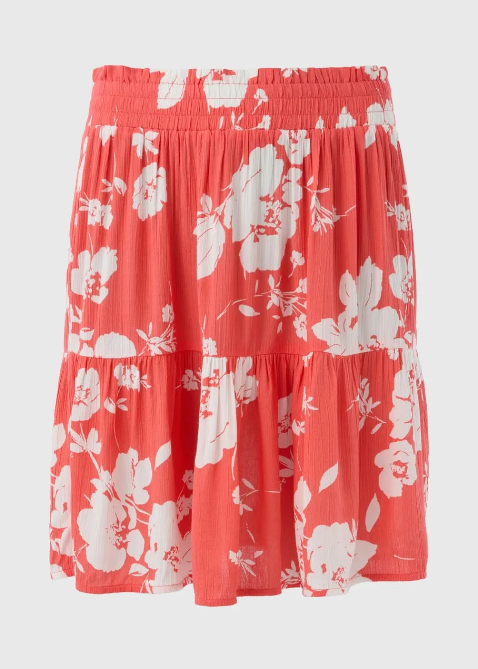 Skirts>Papaya Coral Bloom Cheesecloth Mini Skirt