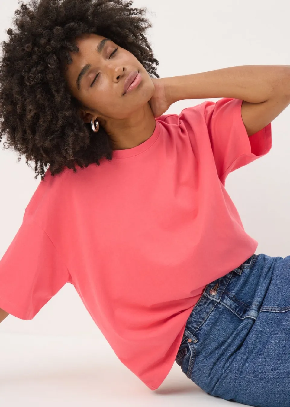 Tops>Papaya Coral Boxy Short Sleeve T-Shirt