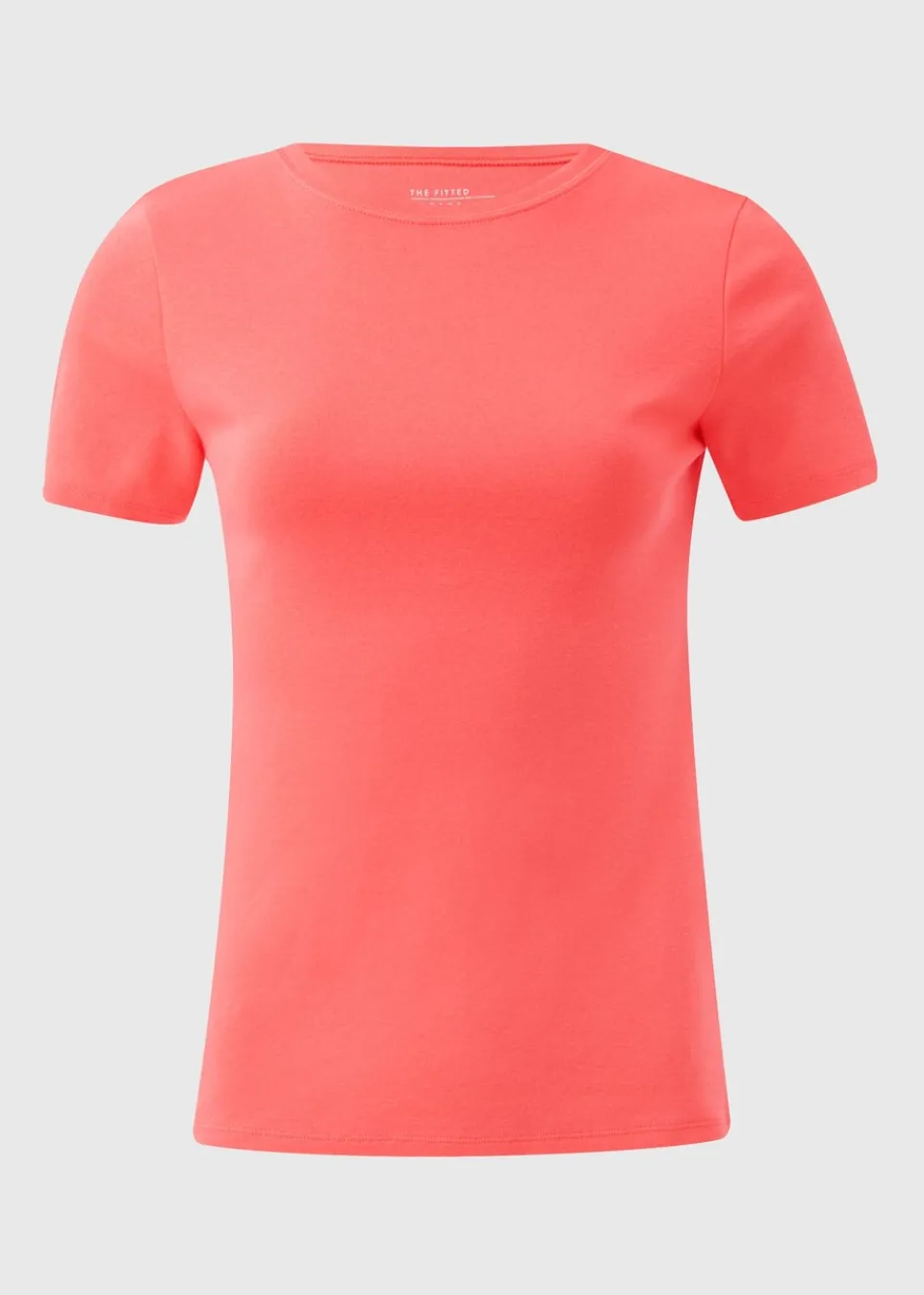 T-Shirts>Papaya Coral Fitted Cotton T-Shirt