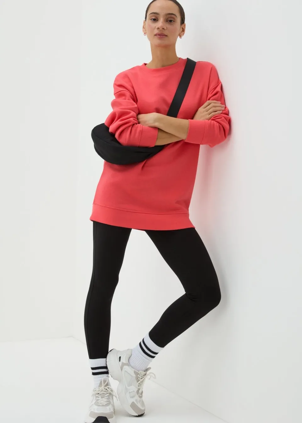 Tops>Papaya Coral Longline Sweatshirt