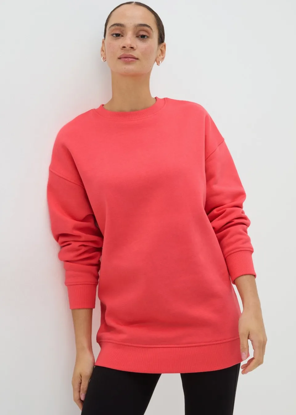 Tops>Papaya Coral Longline Sweatshirt