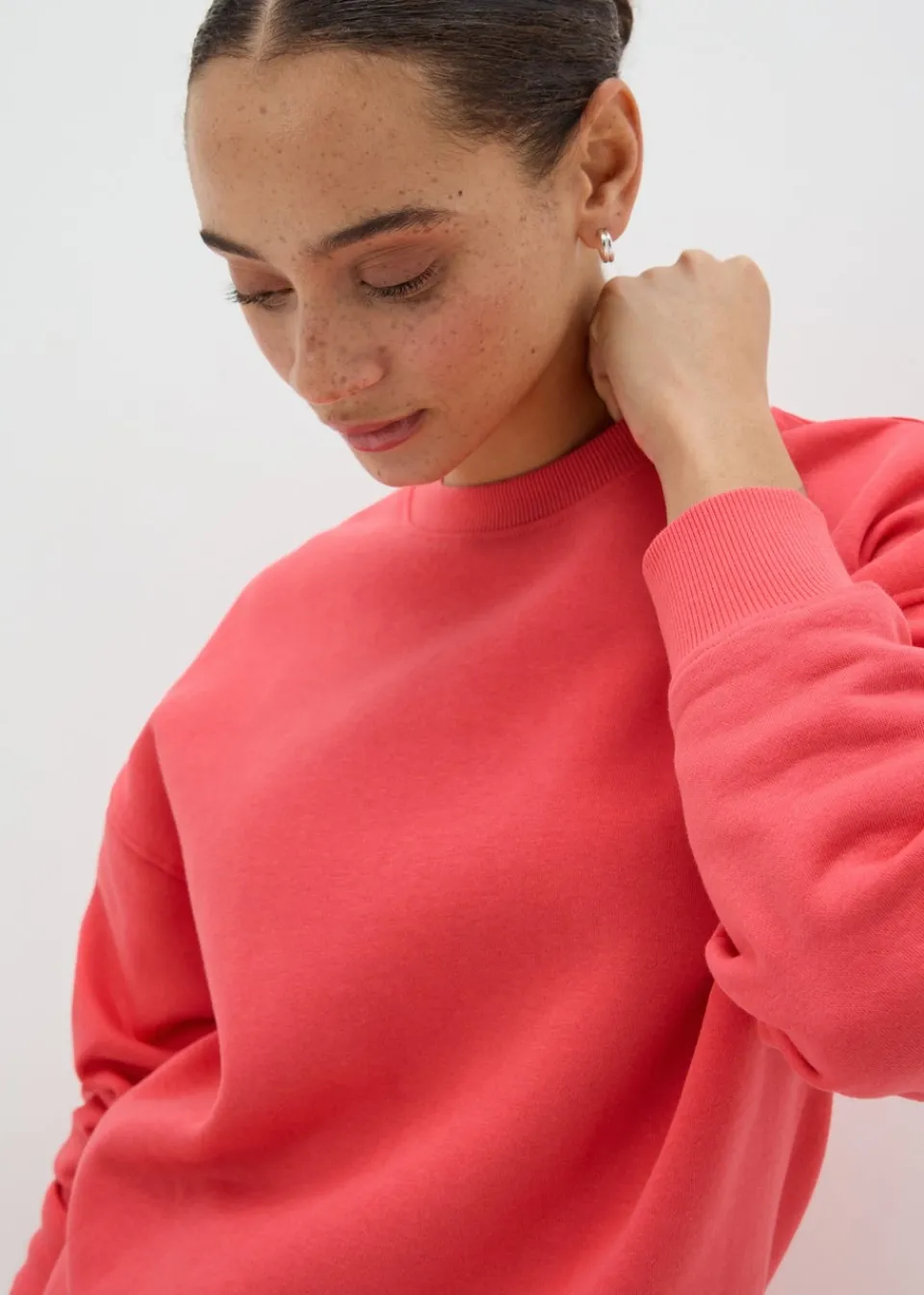 Tops>Papaya Coral Longline Sweatshirt