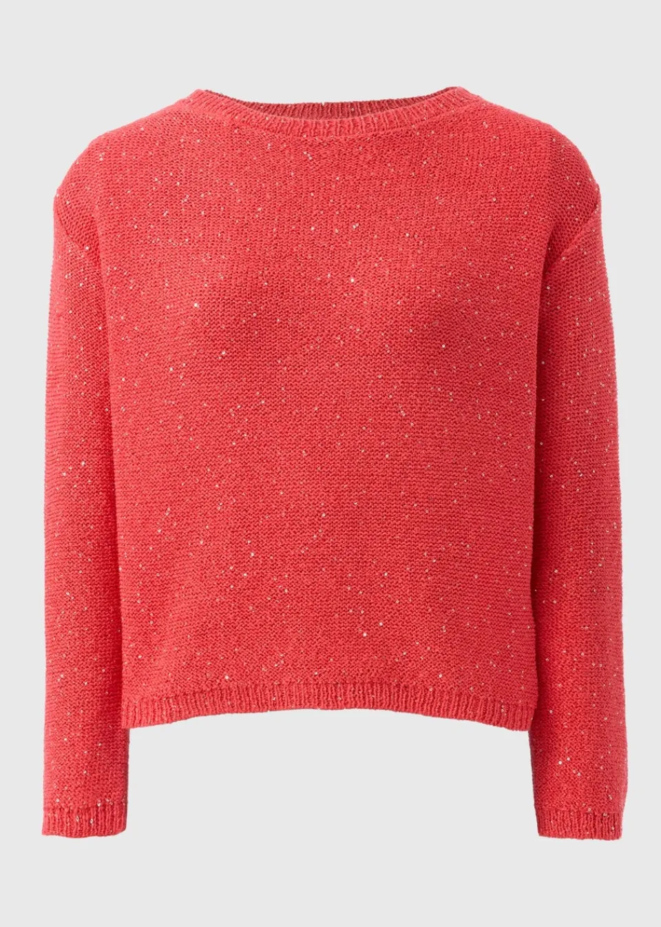 Knitwear>Papaya Sequin Boat Neck Jumper Coral