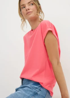 T-Shirts>Papaya Coral Short Sleeve Top