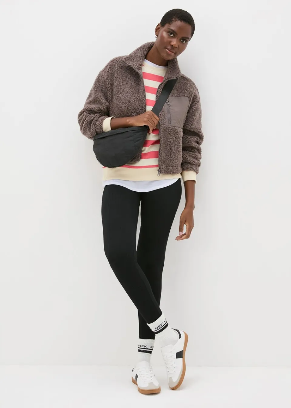 Tops>Papaya Coral Stripe Slogan Sweatshirt