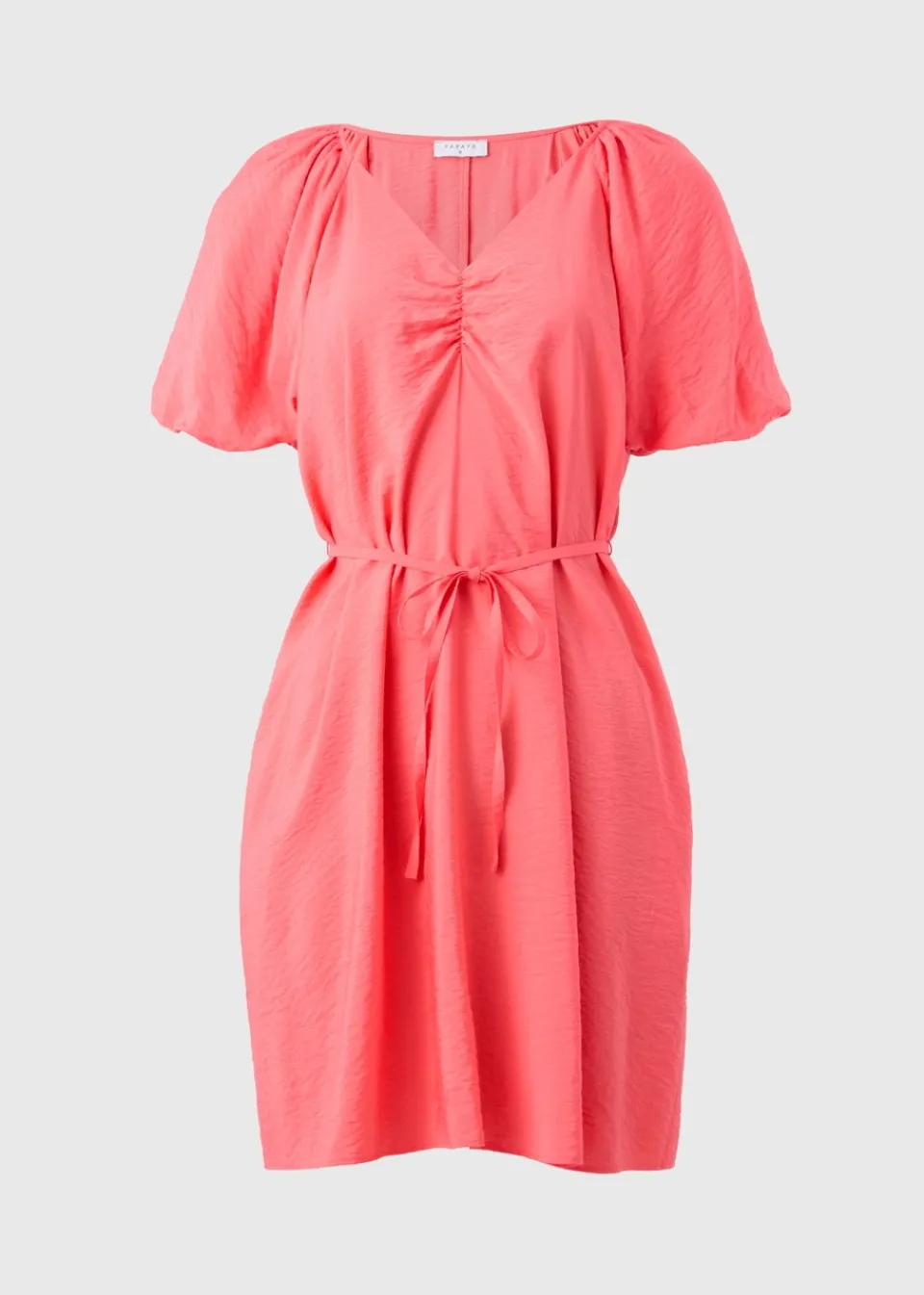 Dresses>Papaya Coral Tie Belt Mini Dress