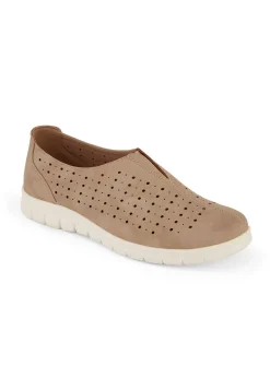 Footwear>Cotton Traders Beige Laser Cut Slip On Shoes