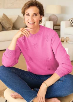 Tops>Cotton Traders Blush Pink Embroidered Jumper