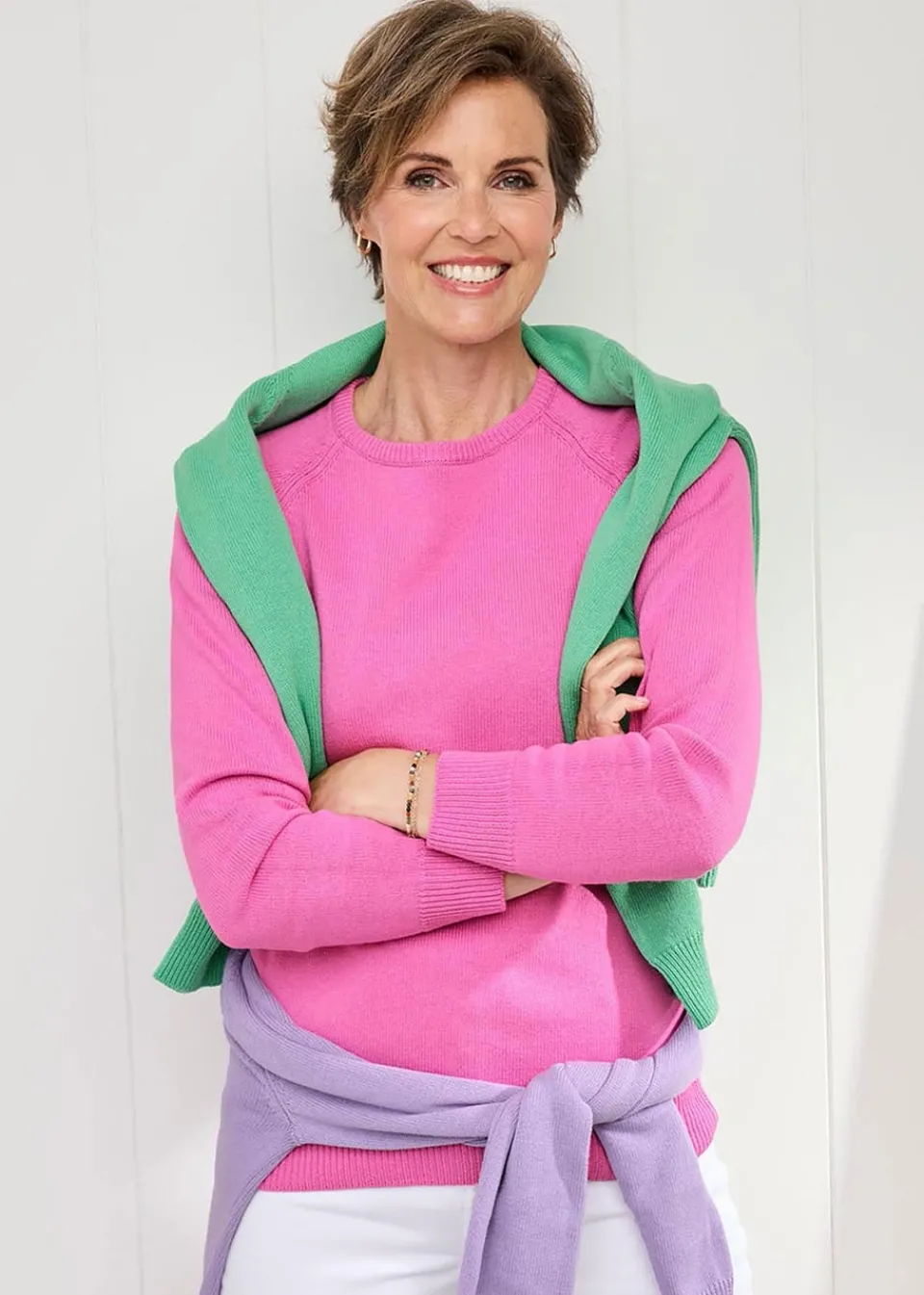 Knitwear>Cotton Traders Blush Pink Cotton Crew Neck Jumper