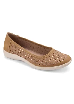 Footwear>Cotton Traders Chestnut Jewelled Laser Cut Shoes