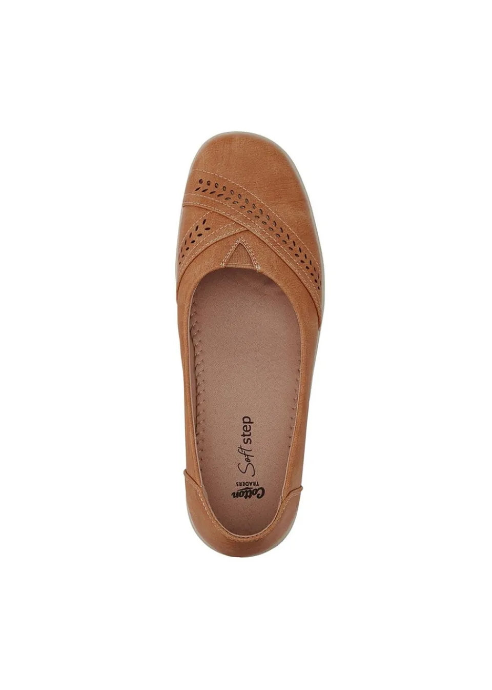 Footwear>Cotton Traders Chestnut Soft Step Laser Cut Shoes