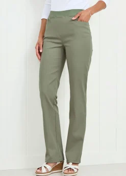 Jeans & Jeggings>Cotton Traders Citron Premium Pull-On Twill Straight-Leg Jeans