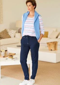 Loungewear>Cotton Traders Dark Blue Jersey Denim Joggers