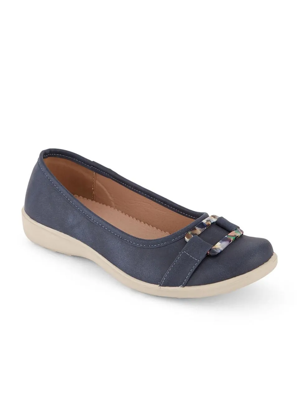 Footwear>Cotton Traders Dark Blue Soft Step Buckle Shoes