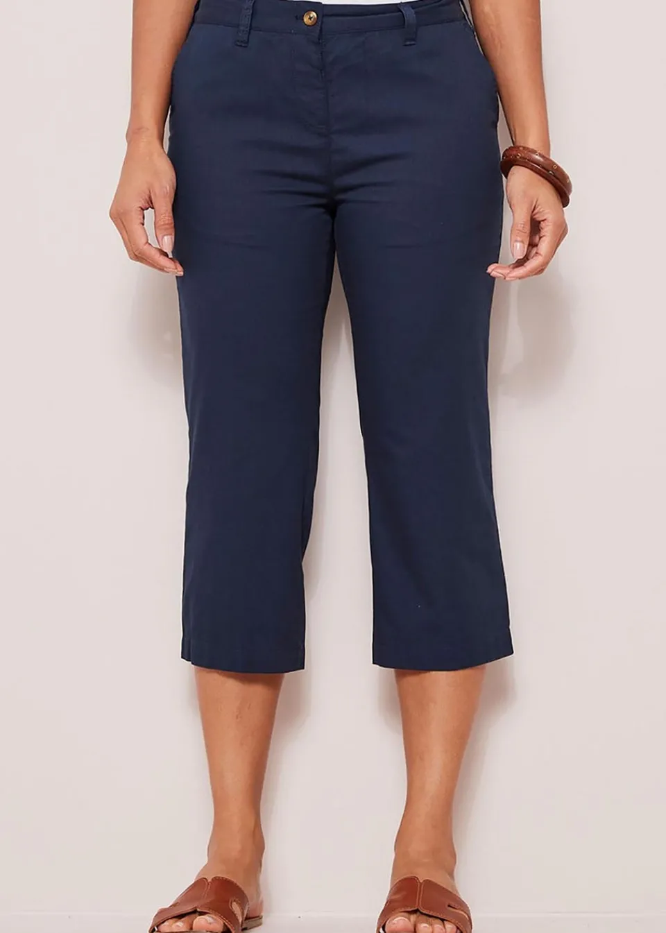 Trousers>Cotton Traders Dark Blue Everyday Straight Leg Crop Trousers