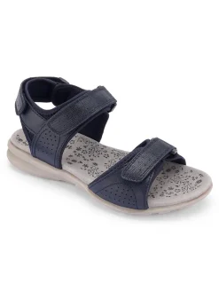 Footwear>Cotton Traders Dark Blue Leather Adjustable Sandals