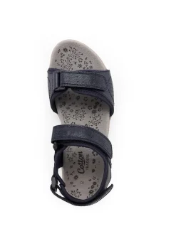 Footwear>Cotton Traders Dark Blue Leather Adjustable Sandals