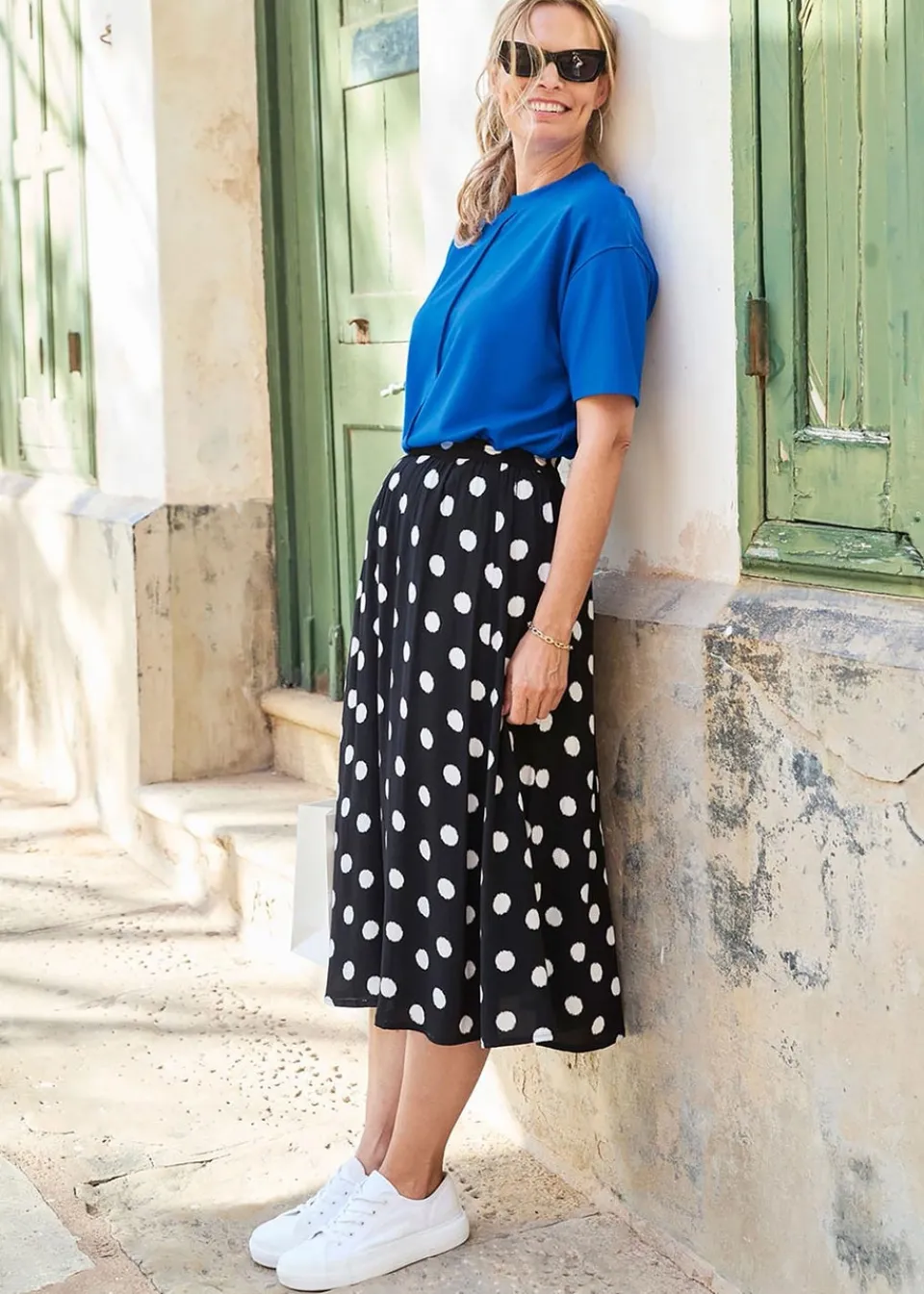 T-Shirts>Cotton Traders Deep Cobalt Short Sleeve Seam Detail T-Shirt