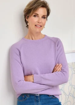 Knitwear>Cotton Traders Deep Lavender Cotton Crew Neck Jumper