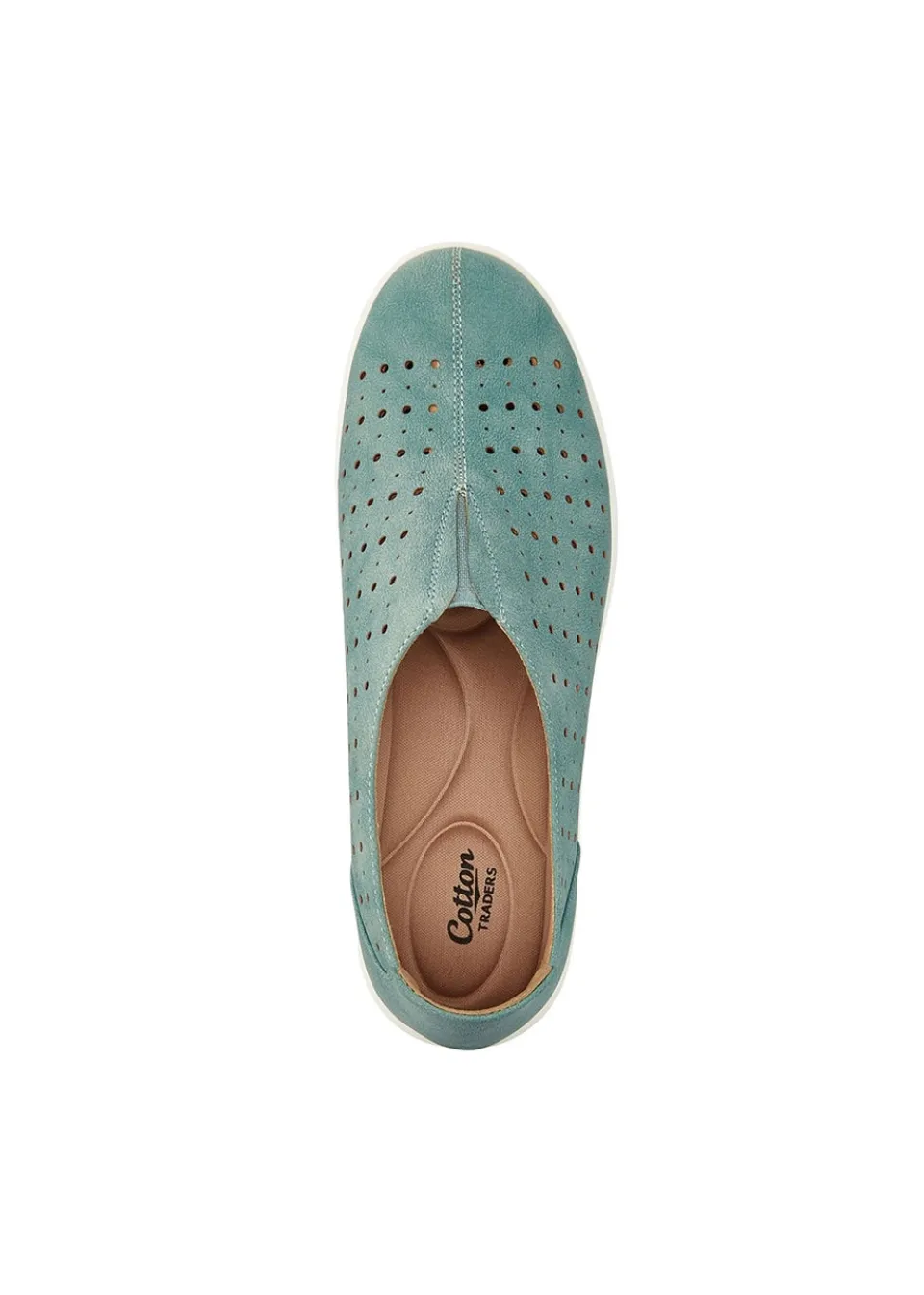 Footwear>Cotton Traders Duck Egg Laser Cut Slip On Shoes