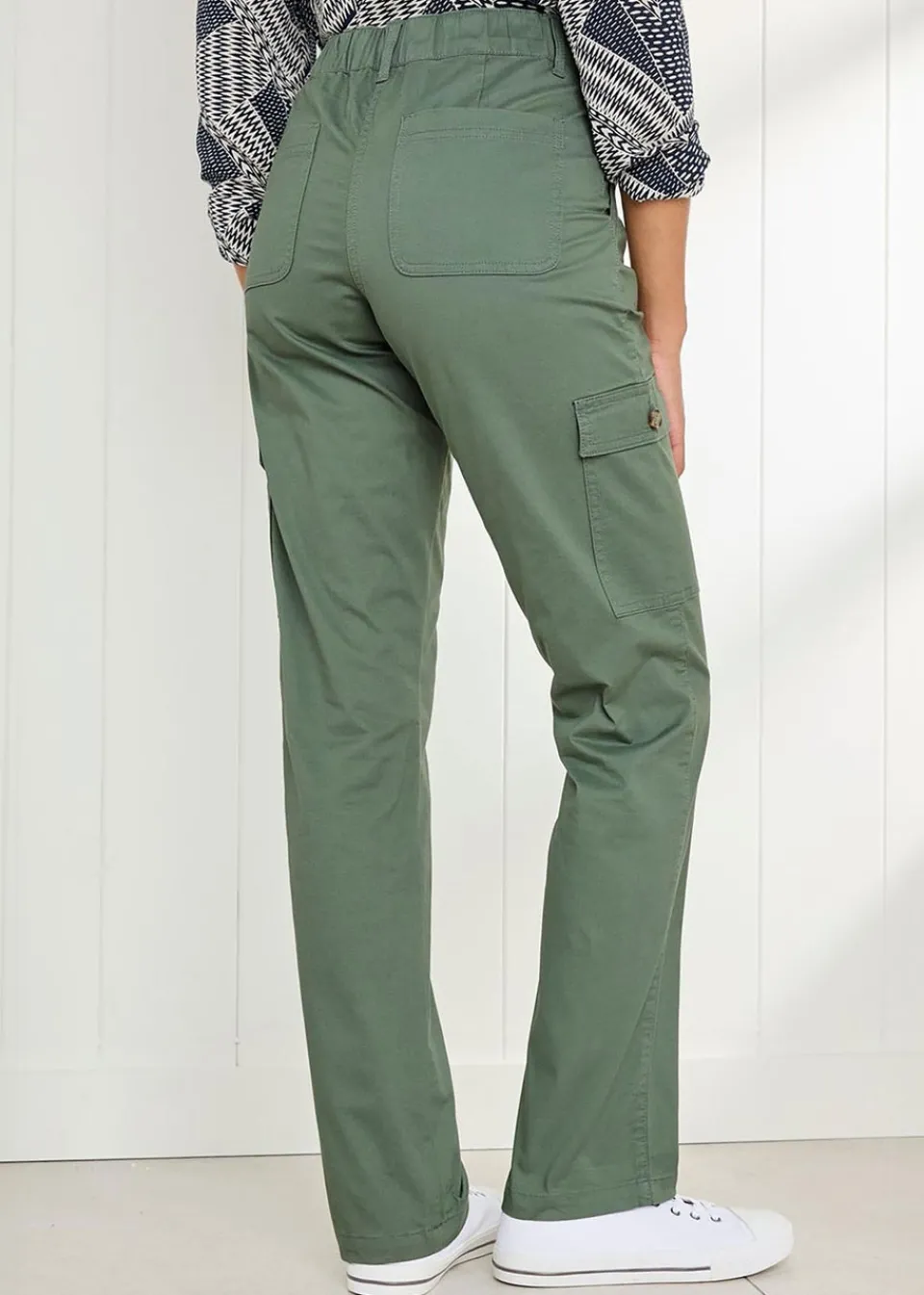 Trousers>Cotton Traders Forest Green Straight-Leg Cargo Trousers
