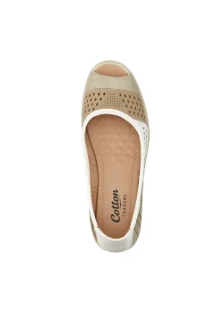 Footwear>Cotton Traders Gold Flexisole Patchwork Peep Toe Shoes