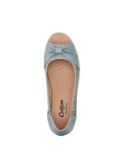 Footwear>Cotton Traders Grey Blue Flexisole Bow Peep Toe Shoes