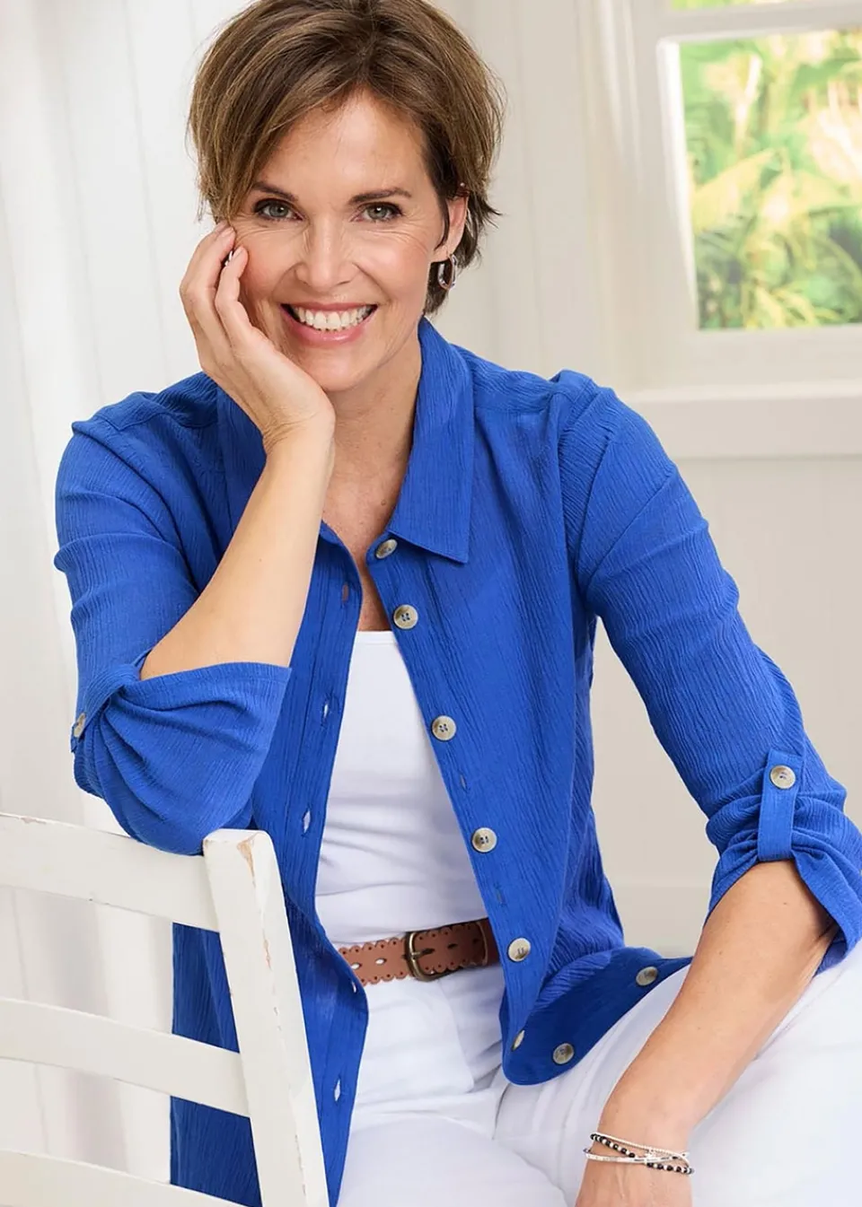 Tops>Cotton Traders Indigo Cotton Shirt