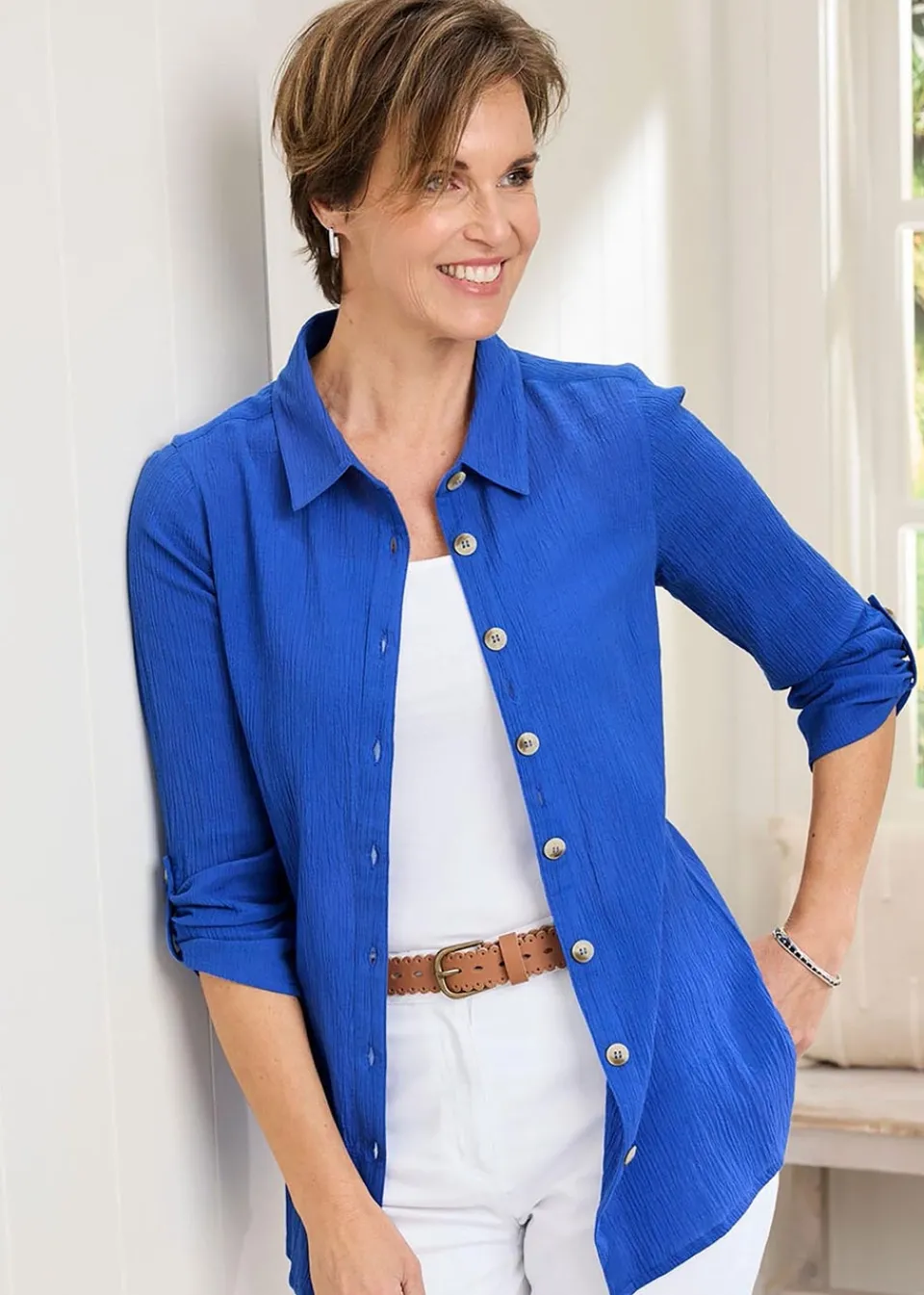Tops>Cotton Traders Indigo Cotton Shirt