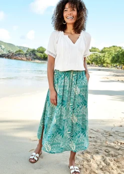 T-Shirts>Cotton Traders Ivory Lace Detail Crinkle Top