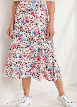 Skirts>Cotton Traders Ivory Pull-On Jersey Midi Skirt