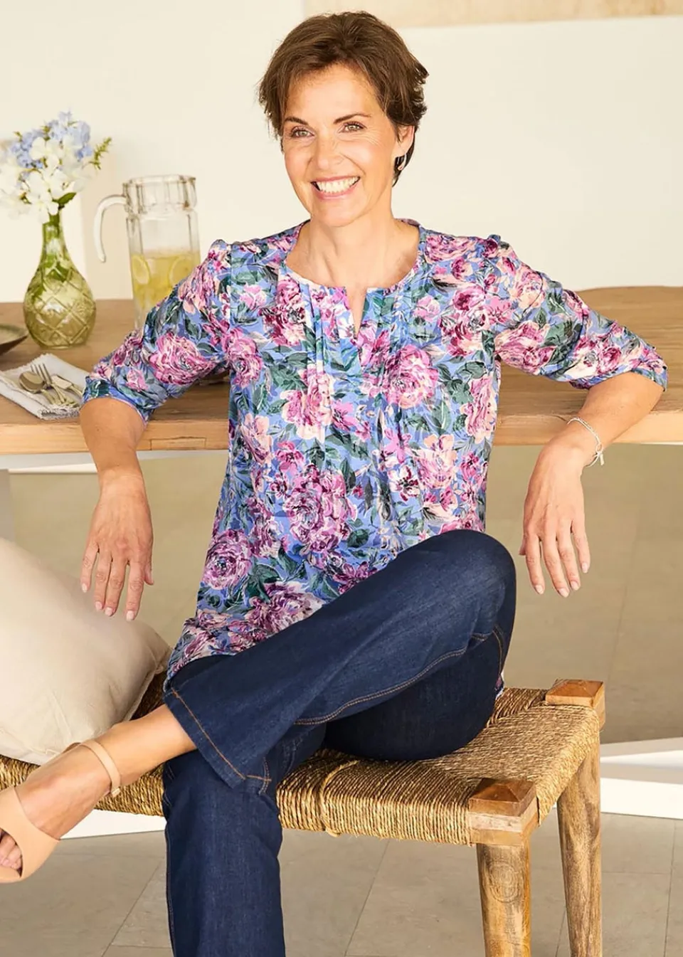 Tops>Cotton Traders Lavender Burnout Jersey Tunic