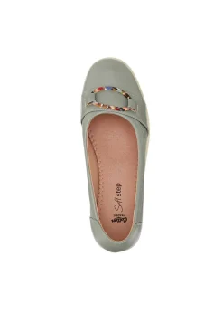 Footwear>Cotton Traders Light Sage Soft Step Buckle Shoes