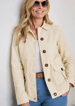 Coats & Jackets>Cotton Traders Linen Cotton Cargo Jacket with Pockets