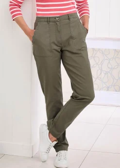 Trousers>Cotton Traders Mid Khaki Scalloped Pocket Twill Chino Trousers