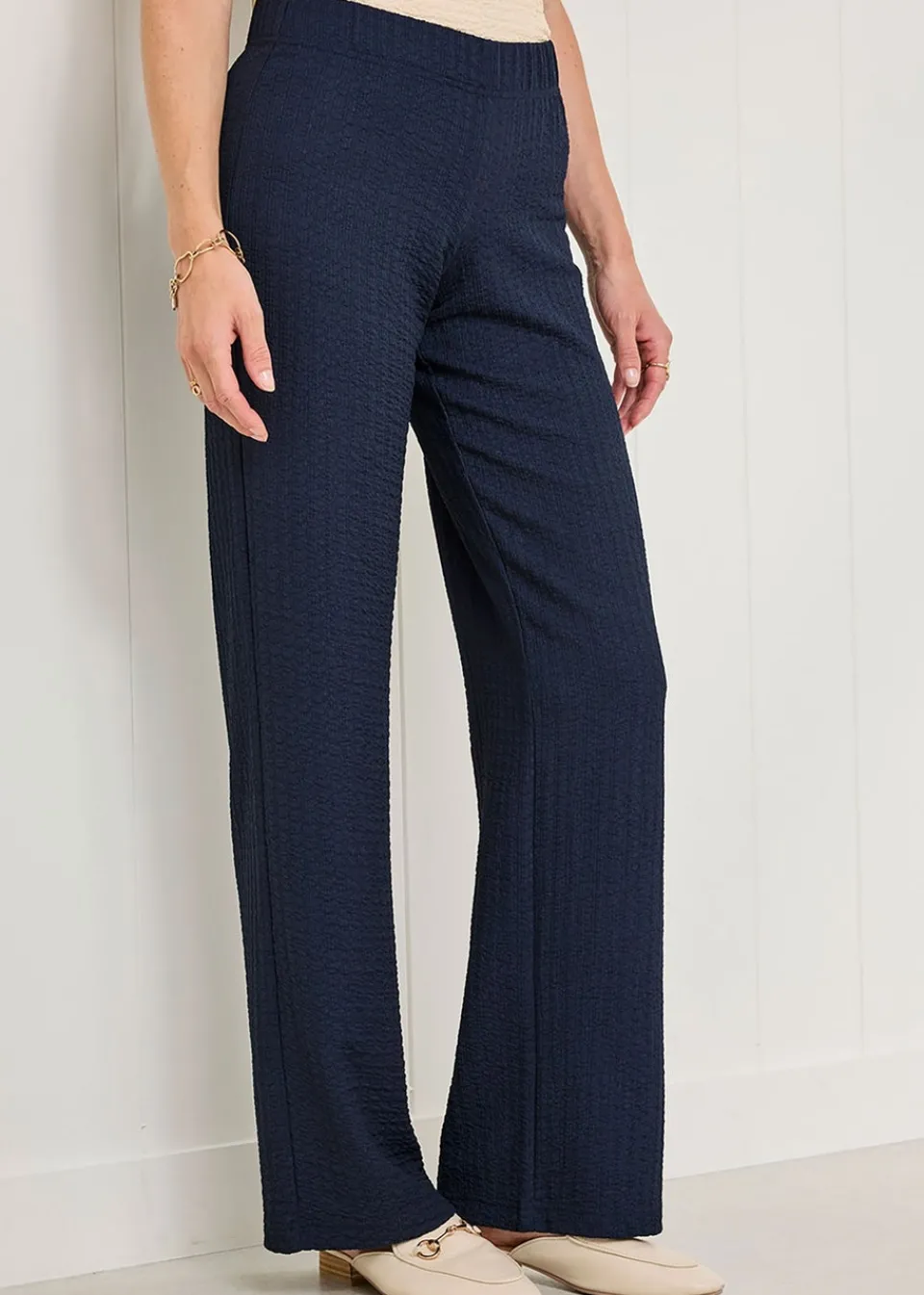 Trousers>Cotton Traders Midnight Textured Jersey Trousers