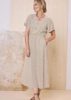 Dresses>Cotton Traders Mink Printed Maxi Dress