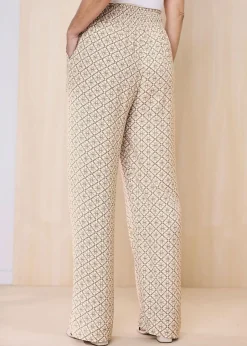 Trousers>Cotton Traders Mink Wide Leg Pull On Trousers