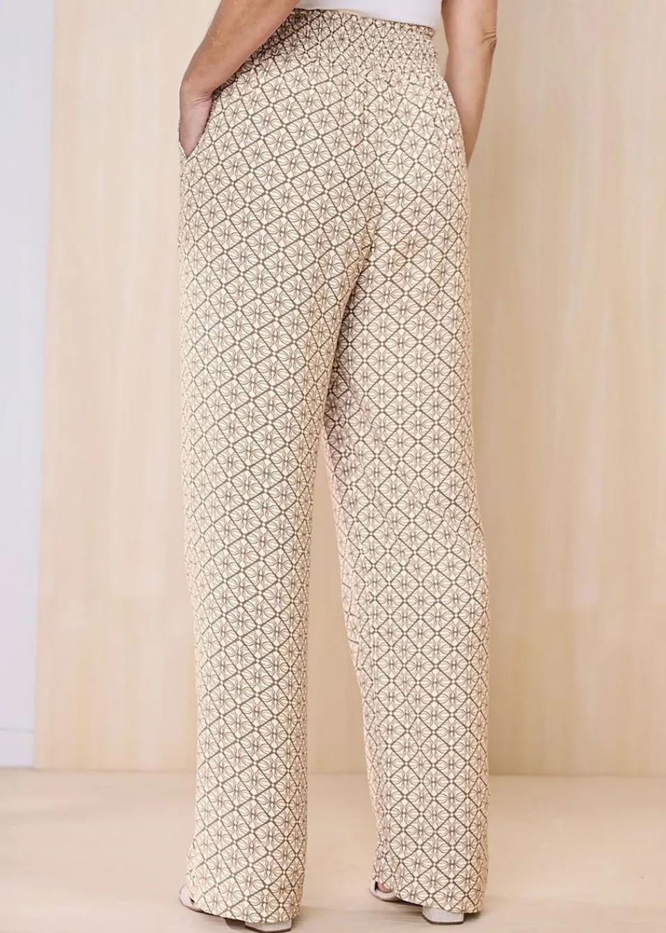 Trousers>Cotton Traders Mink Wide Leg Pull On Trousers