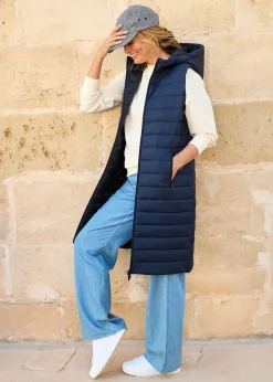 Coats & Jackets>Cotton Traders Navy Longline Quilted Gilet