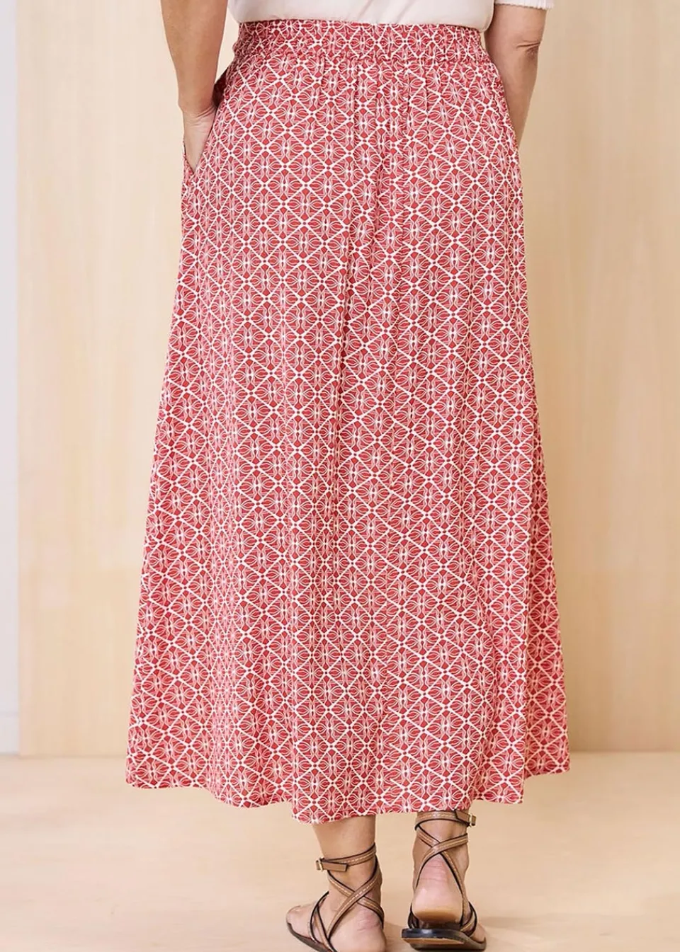 Skirts>Cotton Traders Orange Mock Button Pull On skirt