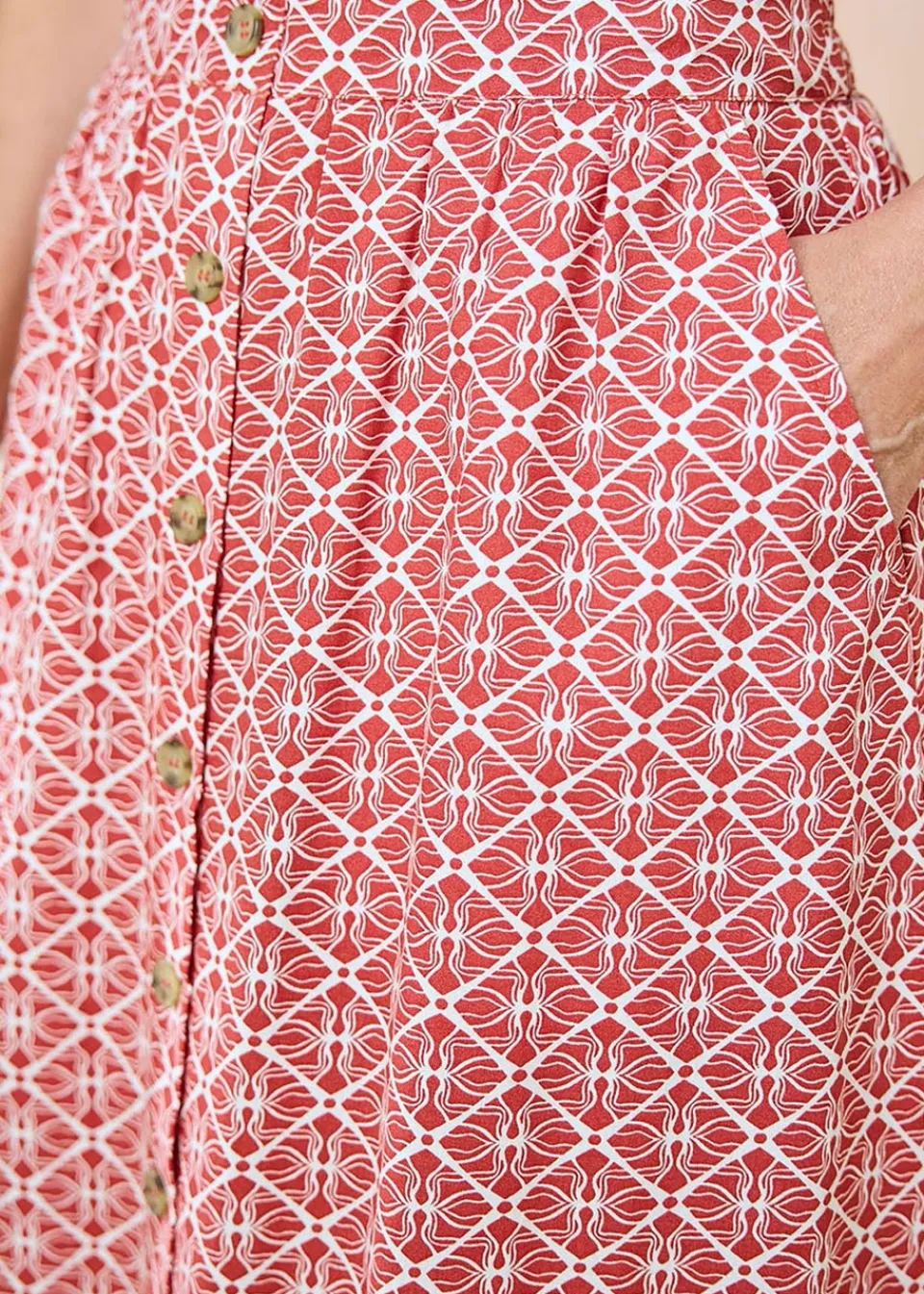 Skirts>Cotton Traders Orange Mock Button Pull On skirt