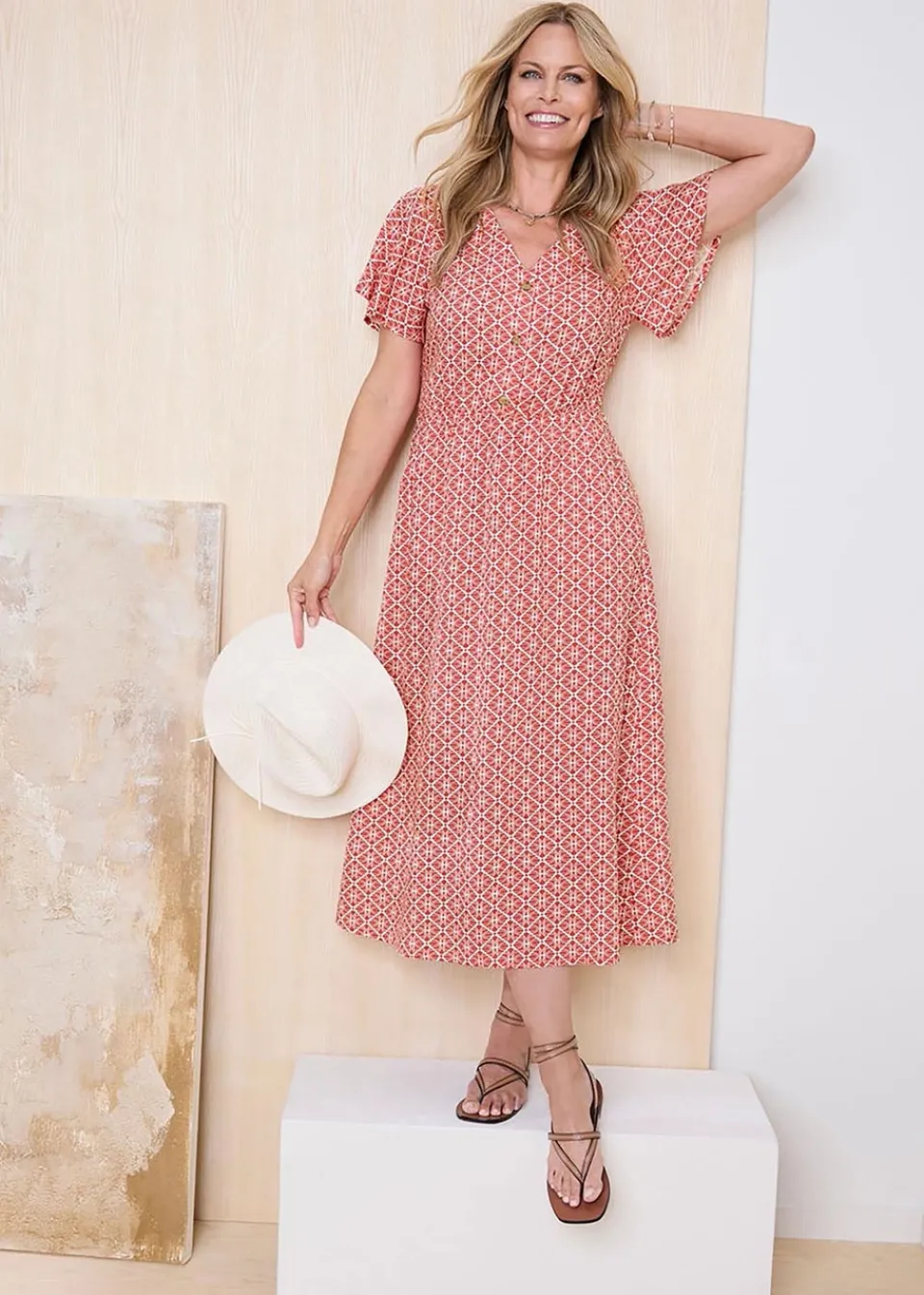 Dresses>Cotton Traders Orange Printed Maxi Dress
