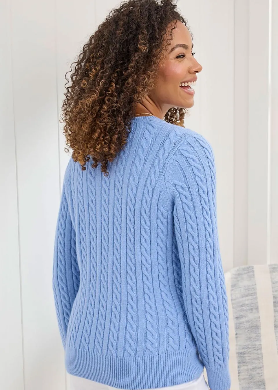 Tops>Cotton Traders Pale Blue Cutest Cable Jumper